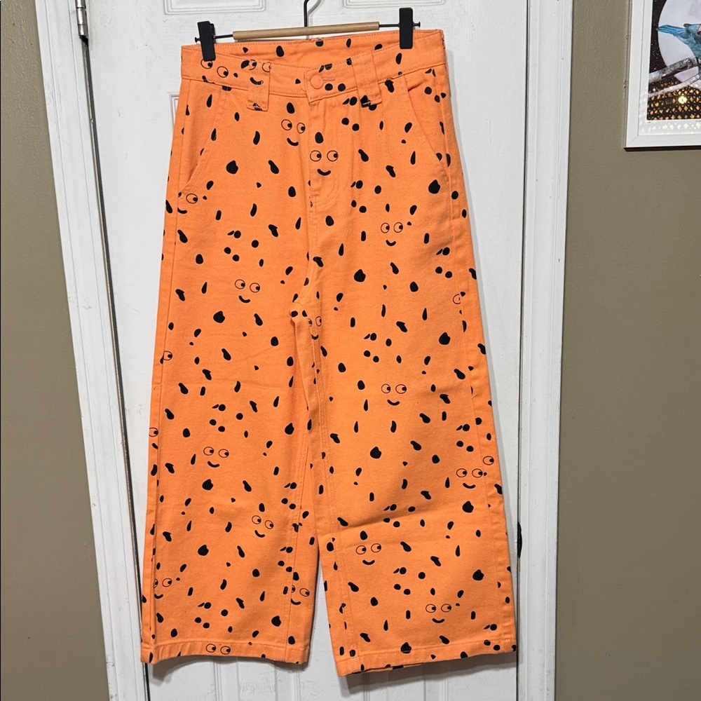 Lazy Oaf Tangerine Wide Leg Pants with Black Dots
